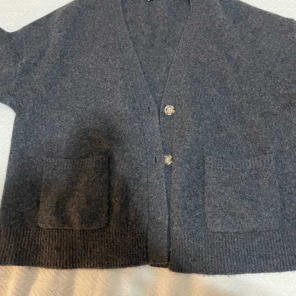 100% Cashmere Grey Cardigan Soft M